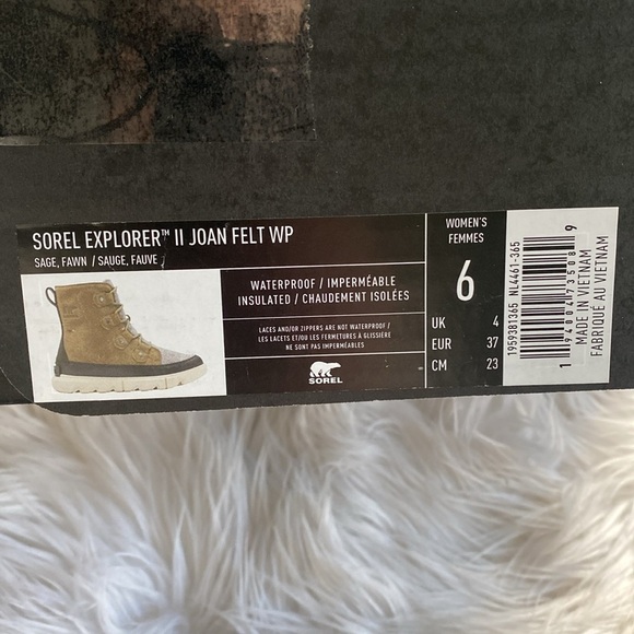 ❄️SOREL Explorer II Joan Felt WP Green white black red Women’s 6 - Picture 17 of 17